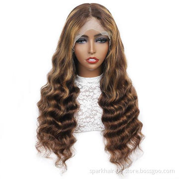 SPARK Straight Highlight Lace Front Wigs Human Hair for Black Women Ombre Blonde Lace Front Wig Human Hair Pre Plucked With Baby